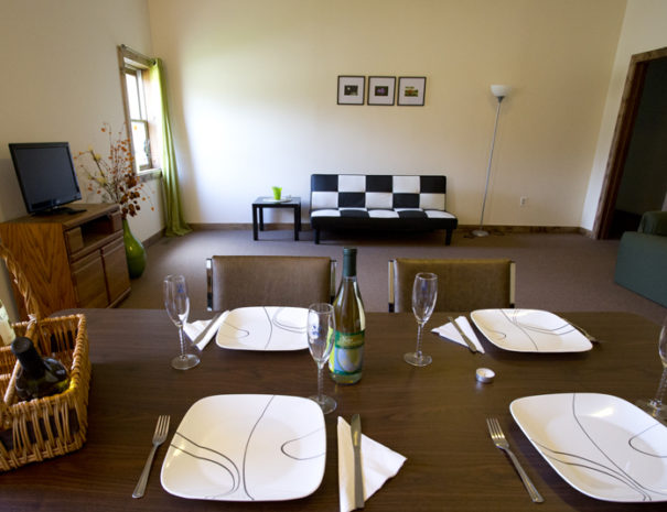 Living room with dining table